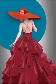 现代爱马仕仕长裙美女玄关装饰画