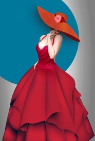 现代爱马仕仕长裙美女玄关装饰画