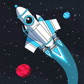 卡通航天宇航员宇宙手绘插画