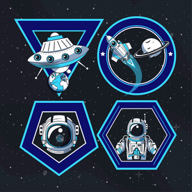 卡通航天宇航员宇宙手绘插画