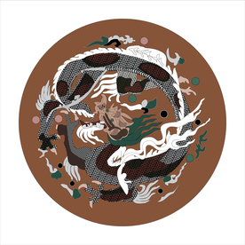 壁画中国龙背景素材