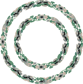 壁画茶花图案圆形边框花边