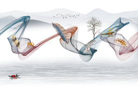 线条 简约山水画 TIF分层