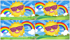 4K可爱卡通太阳夏天 背景视频