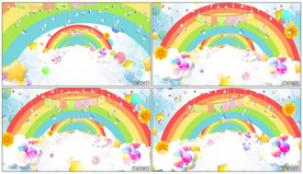 4K白云彩虹快乐卡通 背景视频