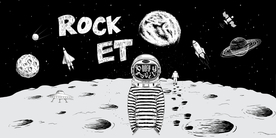 手绘太空人外星人摇滚