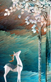 玉雕麋鹿装饰画