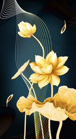 金色荷花玄关