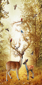 麋鹿森林装饰画