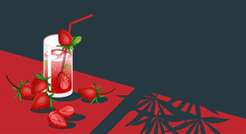 水果草莓饮品手绘插画