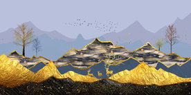 金色麋鹿山水玄关