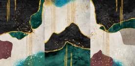 抽象金箔玄关三联画