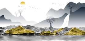 意境山水三联画
