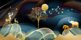 麋鹿玄关装饰画