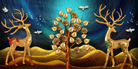 发财鹿金色玄关