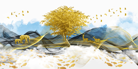 丝带麋鹿装饰画