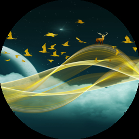 丝带麋鹿圆形装饰画