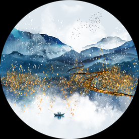 意境山水圆形装饰画