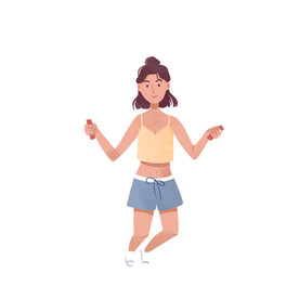 女孩跳绳手绘插画