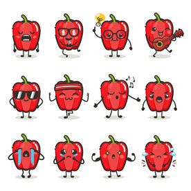 卡通辣椒手绘插画