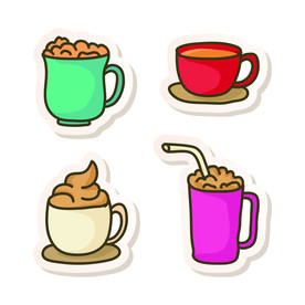 卡通咖啡饮品插画