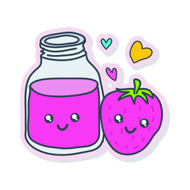 卡通草莓汽水插画