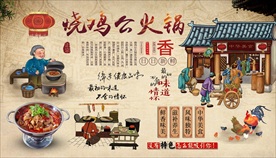 烧鸡公火锅背景墙