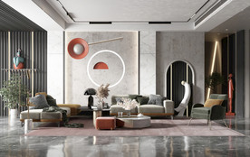 现代客厅  沙发茶几组合