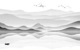 新中式山水背景新画 TIF分层