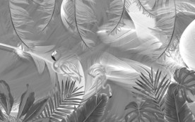 羽毛灰色无框画 TIF分层