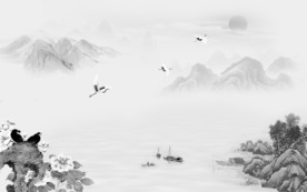 大气新山水中式画 TIF分层