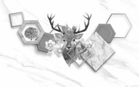 麋鹿灰色无框画 TIF分层