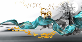 飘带麋鹿装饰画