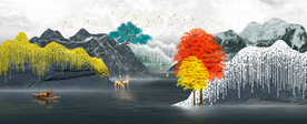 抽象线条山水玄关