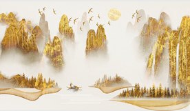 金色山水玄关