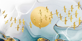 金色鸟群三联画