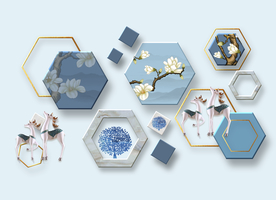 麋鹿几何装饰画