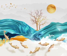 绸带麋鹿装饰画