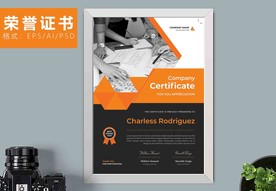 荣誉证书时尚竖版证书