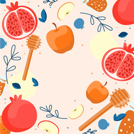 手绘石榴苹果插画