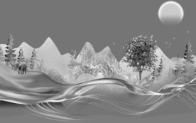 山水大气电视背景 文件分层画