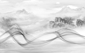 客厅山水电视背景 文件分层画