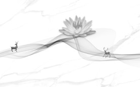 荷花灰色新北欧画 文件分层