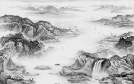 客厅新山水简约画 文件分层画