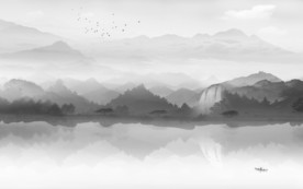 最新灰色新山水画 TIF分层