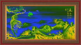 长城老虎金箔画