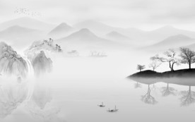 高档 新山水简约画 文件分层画