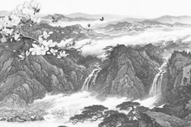国画山水画新款画 TIF分层