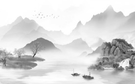 意境山水画人气画 TIF分层