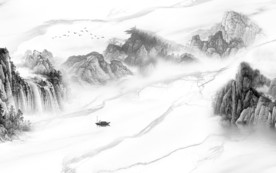 爵士白山水画人气画 TIF分层